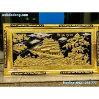 Tranh thuyền buồm dát vàng lá 24k mạ vàng uy tín